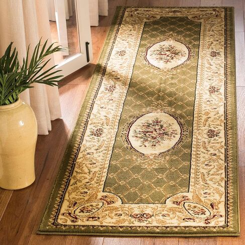SAFAVIEH Lyndhurst Collection Area Rug - 8' x 11', Sage & Ivory, Traditional European Design, Non-Shedding & Easy Care, Ideal for High Traffic Areas in Living Room, Bedroom (LNH223A) in Saudi Arabia