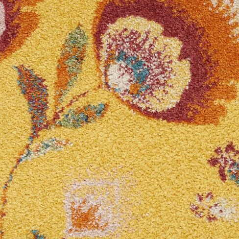 سجادة Nourison Allur Floral Yellow Multicolor مقاس 10.16 سم × 15.24 سم - سجادة، سهلة التنظيف، لا تساقط، غرفة النوم، غرفة المعيشة، غرفة الطعام، المطبخ (4x6) in Kuwait