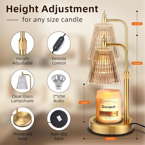 Candle Warmer Lamp Dimmable Timer, Electric Metal Top Down Light Heat Melting Wax Candles Vintage for Candle Jars,Home Decor Beside Lamp Gifts for Women & Friends in Saudi Arabia