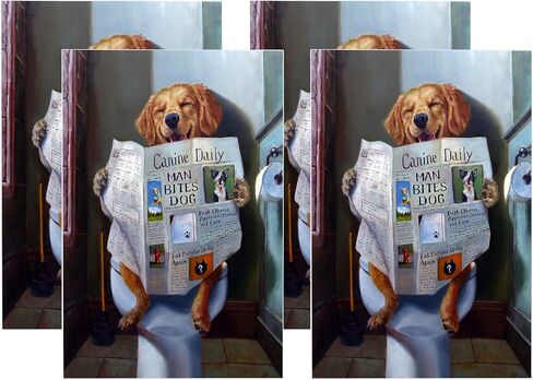 Stupell Industries Dog Reading the Newspaper On Toilet Funny Painting Wall Plaque Art Design By Artist Lucia Heffernan, 10 x 15 in Saudi Arabia