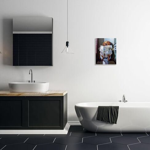Stupell Industries Dog Reading the Newspaper On Toilet Funny Painting Wall Plaque Art Design By Artist Lucia Heffernan, 10 x 15 in Saudi Arabia