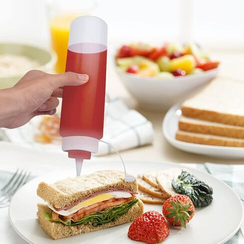 6 قطع زجاجة ضغط للصلصة، زجاجات الصلصة تتضمن 8 ملصقات وفرشاة تنظيف واحدة، زجاجات رش متعددة الأغراض للكاتشب والتوابل وصلصة الشواء والملابس والشواء والشواء والحرف اليدوية والشراب in Kuwait