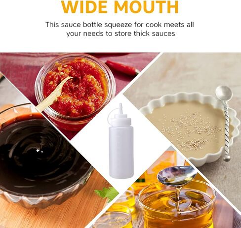 6 قطع زجاجة ضغط للصلصة، زجاجات الصلصة تتضمن 8 ملصقات وفرشاة تنظيف واحدة، زجاجات رش متعددة الأغراض للكاتشب والتوابل وصلصة الشواء والملابس والشواء والشواء والحرف اليدوية والشراب in Kuwait