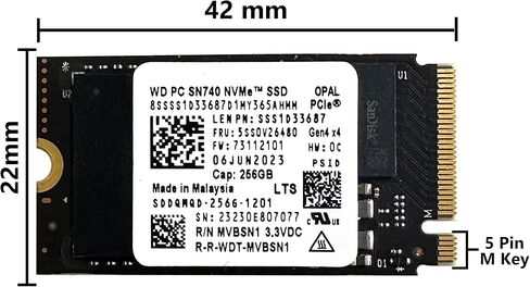 Oemgenuine WDC SN740 1TB M.2 2242 PCI-e 4.0 Gen 4x4NVME SSD محرك الحالة الصلبة الداخلي شكل عامل M Key Steam Deck - قراءة متسلسلة تصل إلى 5150 ميجابايت/ثانية. in Kuwait