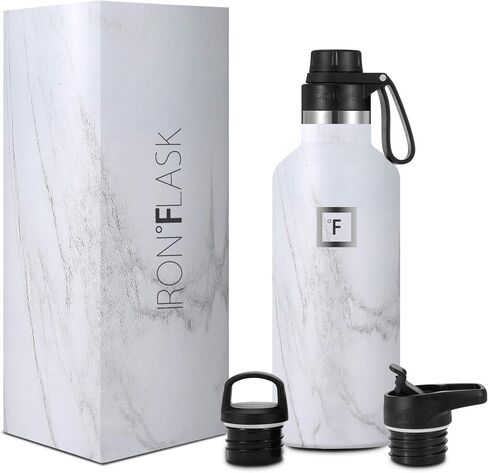 IRON °FLASK Camping & Hiking Hydration Canteens - 3 Lids (Narrow Spout Lid) Leak Proof Vacuum Insulated Stainless Steel - Hot & Cold Double Walled Sports Water Bottle - Rose, 24 Oz in Saudi Arabia