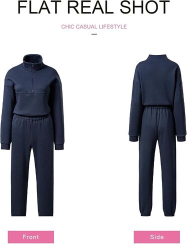 SHEWIN Womens 2 Piece Outfits Sweatsuits Long Sleeve Lounge Sets Oversized Sweatshirt Half Zip Pullover Jogger Sweatpants in Saudi Arabia