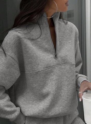 SHEWIN Womens 2 Piece Outfits Sweatsuits Long Sleeve Lounge Sets Oversized Sweatshirt Half Zip Pullover Jogger Sweatpants in Saudi Arabia