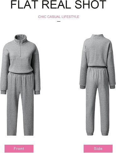 SHEWIN Womens 2 Piece Outfits Sweatsuits Long Sleeve Lounge Sets Oversized Sweatshirt Half Zip Pullover Jogger Sweatpants in Saudi Arabia
