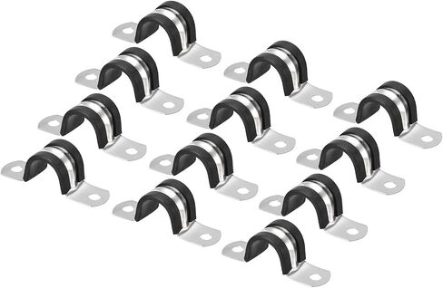 Unifizz 6Pcs 77mm(3") Cable Clamp, Rubber Cushioned Insulated Clamp 304 Stainless Steel U Shape Bracket Metal Hose Clamp Tube Holder for Pipe Wire Tube in Saudi Arabia