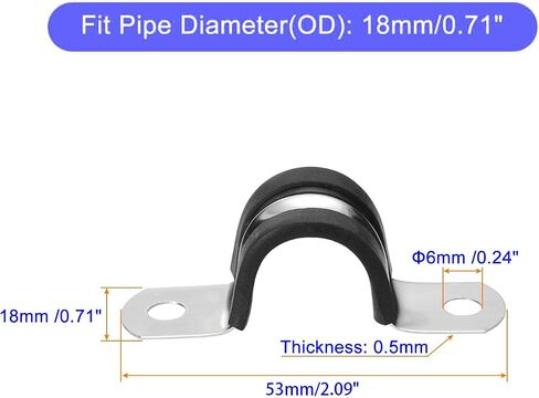Unifizz 6Pcs 77mm(3") Cable Clamp, Rubber Cushioned Insulated Clamp 304 Stainless Steel U Shape Bracket Metal Hose Clamp Tube Holder for Pipe Wire Tube in Saudi Arabia
