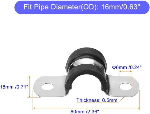Unifizz 6Pcs 77mm(3") Cable Clamp, Rubber Cushioned Insulated Clamp 304 Stainless Steel U Shape Bracket Metal Hose Clamp Tube Holder for Pipe Wire Tube in Saudi Arabia