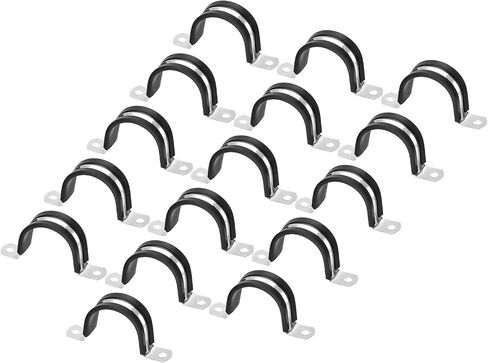 Unifizz 6Pcs 77mm(3") Cable Clamp, Rubber Cushioned Insulated Clamp 304 Stainless Steel U Shape Bracket Metal Hose Clamp Tube Holder for Pipe Wire Tube in Saudi Arabia