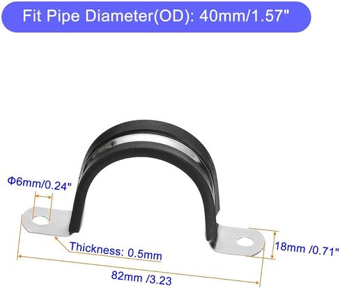 Unifizz 6Pcs 77mm(3") Cable Clamp, Rubber Cushioned Insulated Clamp 304 Stainless Steel U Shape Bracket Metal Hose Clamp Tube Holder for Pipe Wire Tube in Saudi Arabia