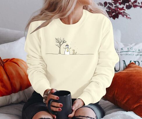 MOUSYA Snowman Sweatshirts for Women Christmas Snowman Sweatshirt Meryy Christmas Pullover Winter Lightweight Top in Saudi Arabia