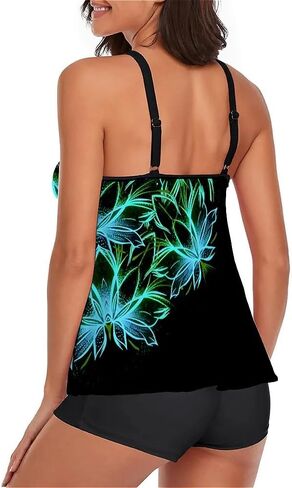 Urchics 2024 Flowy Tankini Swimsuits for Women Tummy Control Tankini Swimwear Tank Top with Boyshorts Two Piece Bathing Suits in Saudi Arabia