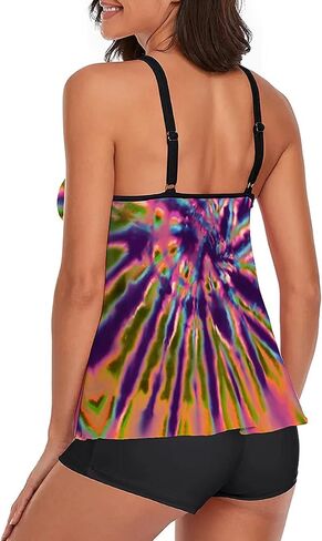 Urchics 2024 Flowy Tankini Swimsuits for Women Tummy Control Tankini Swimwear Tank Top with Boyshorts Two Piece Bathing Suits in Saudi Arabia