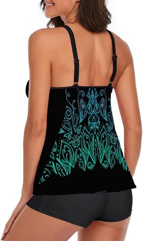 Urchics 2024 Flowy Tankini Swimsuits for Women Tummy Control Tankini Swimwear Tank Top with Boyshorts Two Piece Bathing Suits in Saudi Arabia