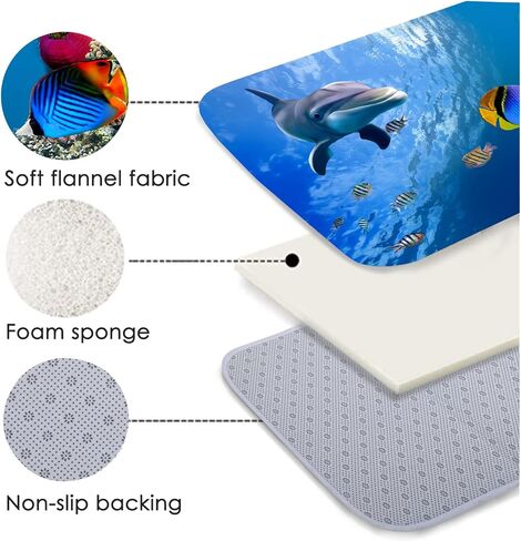 WODEJIA Flannel Mat Non Slip 3D Print for Bedside and Living Room,Clearance MatS Absorbent Moisture Dust Forlaundry Room,Bath Rugs Sponge Foam Soft for Bathroom (Submarine Fish School Theme) in Saudi Arabia