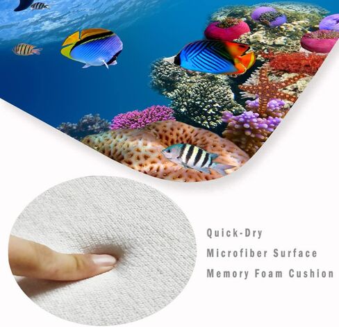 WODEJIA Flannel Mat Non Slip 3D Print for Bedside and Living Room,Clearance MatS Absorbent Moisture Dust Forlaundry Room,Bath Rugs Sponge Foam Soft for Bathroom (Submarine Fish School Theme) in Saudi Arabia