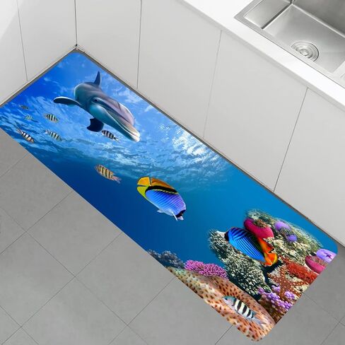 WODEJIA Flannel Mat Non Slip 3D Print for Bedside and Living Room,Clearance MatS Absorbent Moisture Dust Forlaundry Room,Bath Rugs Sponge Foam Soft for Bathroom (Submarine Fish School Theme) in Saudi Arabia