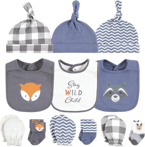 Hudson Baby Unisex Baby Caps or Headbands, Bibs, Mittens and Socks 12pc Set, Dinosaur, 0-6 Months in Saudi Arabia