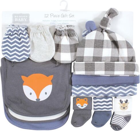 Hudson Baby Unisex Baby Caps or Headbands, Bibs, Mittens and Socks 12pc Set, Dinosaur, 0-6 Months in Saudi Arabia