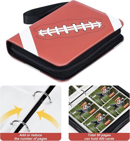 Baseball Card Binder 440 Pockets, Baseball Trading Cards Collection, 4-Pocket Sports Card Holder with 55 Pages Removable Sleeves and Zipper in Saudi Arabia