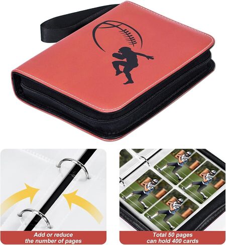 Baseball Card Binder 440 Pockets, Baseball Trading Cards Collection, 4-Pocket Sports Card Holder with 55 Pages Removable Sleeves and Zipper in Saudi Arabia