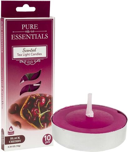 مجموعة متنوعة من 50 شمعة معطرة للشاي الخفيف - مجموعة شموع معطرة بالجملة - شموع تيلايت - الفانيليا وجوز الهند والأناناس وقرفة التفاح والكرز الأسود in Saudi Arabia
