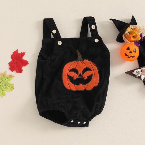 Baby Boy Girl Halloween Clothes Newborn Pumpkin Romper Overalls Corduroy Bodysuit Infant Fall Winter Outfits (Orange, 0-3 Months) in Saudi Arabia