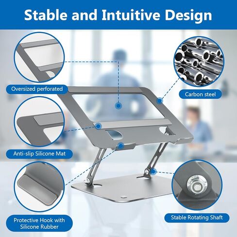 Laptop Stand with Cooling Fan, Adjustable Height, Portable, Suitable for All Laptops of 10"-17.3" in Saudi Arabia