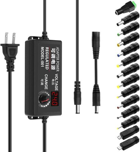 Aclorol مصدر طاقة عالمي 4V-24V 5A 120W محول طاقة AC/DC قابل للتعديل 100-240V AC إلى DC 24V 19V 12V 5V 9V 6V 5A 4A محول تحويل متغير الجهد مع محول قطبية و14 نصيحة in Kuwait