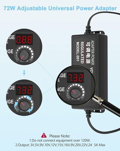 Aclorol مصدر طاقة عالمي 4V-24V 5A 120W محول طاقة AC/DC قابل للتعديل 100-240V AC إلى DC 24V 19V 12V 5V 9V 6V 5A 4A محول تحويل متغير الجهد مع محول قطبية و14 نصيحة in Kuwait