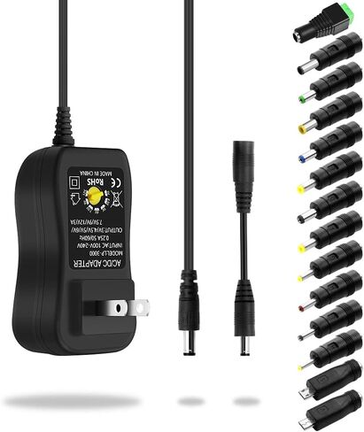 Aclorol مصدر طاقة عالمي 4V-24V 5A 120W محول طاقة AC/DC قابل للتعديل 100-240V AC إلى DC 24V 19V 12V 5V 9V 6V 5A 4A محول تحويل متغير الجهد مع محول قطبية و14 نصيحة in Kuwait