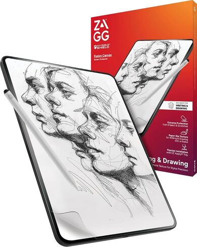 واقي شاشة ZAGG Fusion Canvas iPad Pro 11 بوصة (M4) - سطح ملمس ورق غير لامع للرسم والكتابة - حماية هجينة مرنة، مقاوم للخدش والتأثير، سهل التطبيق in Saudi Arabia