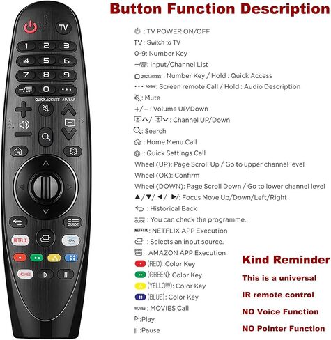 بديل لجهاز التحكم عن بعد لتلفزيون LG المتوافق مع جميع أجهزة تلفزيون LG الذكية، بديل جهاز التحكم عن بعد بإضاءة خلفية عالمية لجهاز التحكم عن بعد LG Magic وجهاز التحكم عن بعد بالأشعة تحت الحمراء in Saudi Arabia