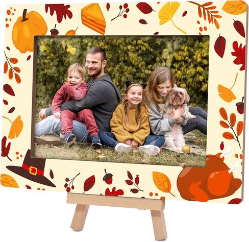 Fall Pumpkin Picture Frames, Hello Autumn Wooden 4x6 Photo Frame with Easel, Thanksgiving Gifts for Home Office Tabletop Display Decorations - D05 in Kuwait