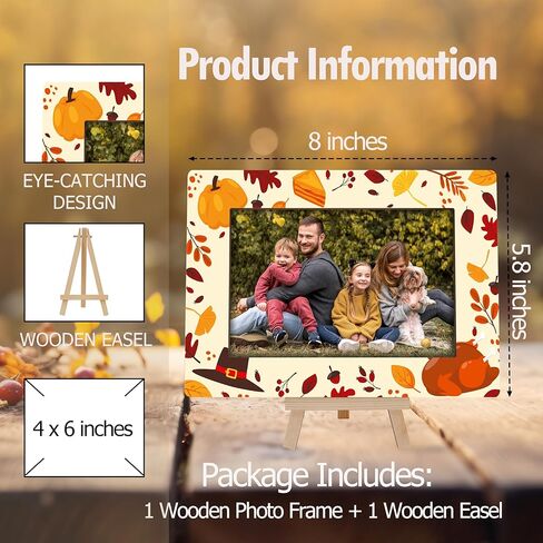 Fall Pumpkin Picture Frames, Hello Autumn Wooden 4x6 Photo Frame with Easel, Thanksgiving Gifts for Home Office Tabletop Display Decorations - D05 in Kuwait