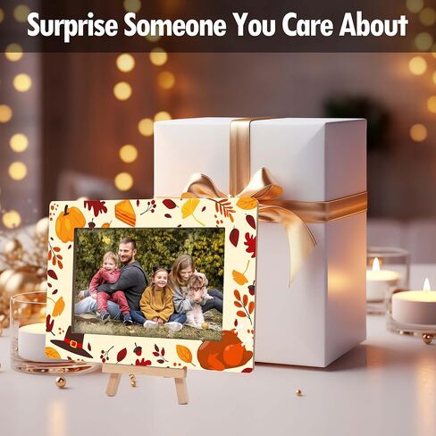 Fall Pumpkin Picture Frames, Hello Autumn Wooden 4x6 Photo Frame with Easel, Thanksgiving Gifts for Home Office Tabletop Display Decorations - D05 in Kuwait