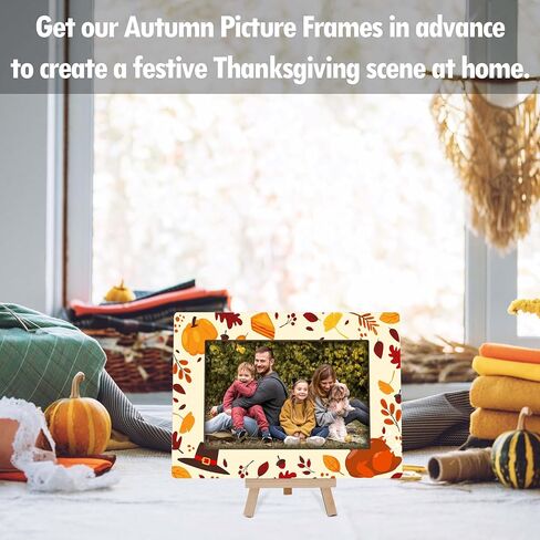 Fall Pumpkin Picture Frames, Hello Autumn Wooden 4x6 Photo Frame with Easel, Thanksgiving Gifts for Home Office Tabletop Display Decorations - D05 in Kuwait