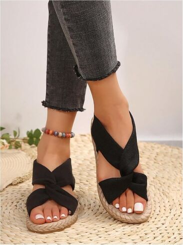 Verdusa Women's Open Toe Elastic Ankle Strap Flat Sandals Summer Shoes in Saudi Arabia