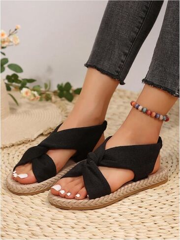 Verdusa Women's Open Toe Elastic Ankle Strap Flat Sandals Summer Shoes in Saudi Arabia