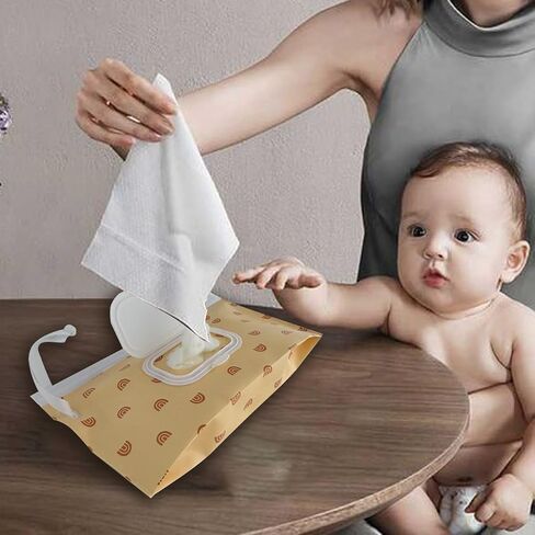 Wipe Dispenser,2-Pack Portable Refillable Wipe Container,Reusable Travel Baby Wipes Dispenser, Waterproof and Dustproof(Blush pink & Cream) in Saudi Arabia