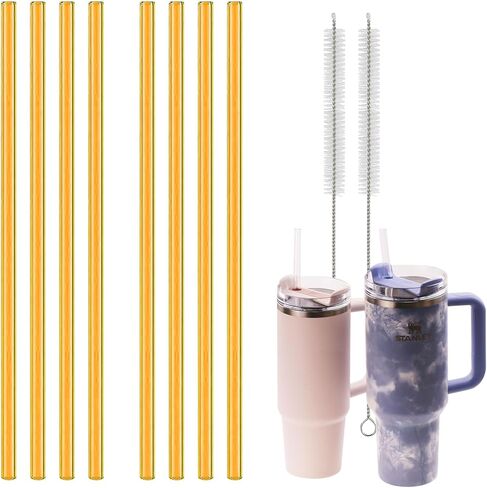 Clear Reusable Straws For Stanley 14 oz 20 oz 30 oz 40 oz Quencher H2.0 FlowState Tumblers, Highly Transparent Plastic Straws For Stanley Quencher Tumbler, 8-Pack with 2Pcs Cleaning Brush in Saudi Arabia