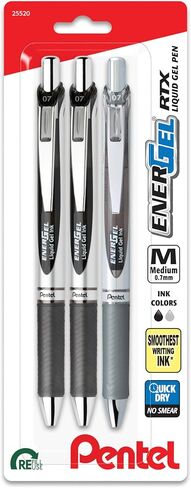 EnerGel RTX Retractable Liquid Gel Pen, 0.7mm, Note-Taking Hue, Navy, Blue, and Sky Blue Ink, Pack of 3 Pens (BL77LBNBP3M) in Saudi Arabia