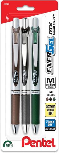 EnerGel RTX Retractable Liquid Gel Pen, 0.7mm, Note-Taking Hue, Navy, Blue, and Sky Blue Ink, Pack of 3 Pens (BL77LBNBP3M) in Saudi Arabia