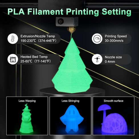 3D Printer Filament Glow in Dark PLA 1.75 mm Dimensional Accuracy +/- 0.02 mm 1 KG 2.2 lbs Neatly Shiny Spool Widely Suitable for Most FDM 3D Printer Glow in The Dark Purple in Saudi Arabia