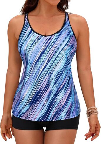 Yonique 2 Piece Tankini Swimsuits for Women with Boy Shorts Athletic Swim Tank Top Bathing Suits in Saudi Arabia