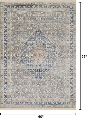 Momeni Izmir Polyester Traditional Indoor Area Rug, Blue, 2' X 3' in Kuwait