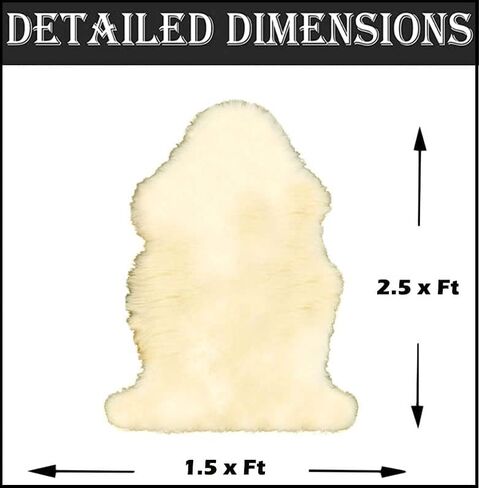 NGF Genuine Sheepskin Rug Natural Luxury Fluffy Lambskin Rug for Home Deco Bedroom 2.5 ft X 1.5 ft (Ivory Rug) in Saudi Arabia